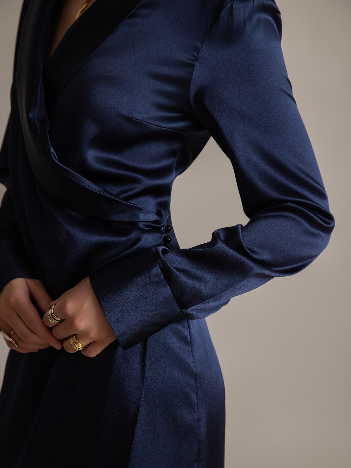 Reyanna™ | Siden Elegant Kjol Slits Långärmad Klänning