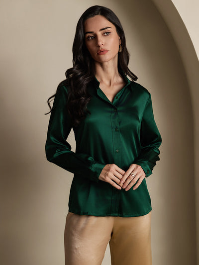 Dam 19 Momme Mulberry Silke Elegant Långärmad Skjorta