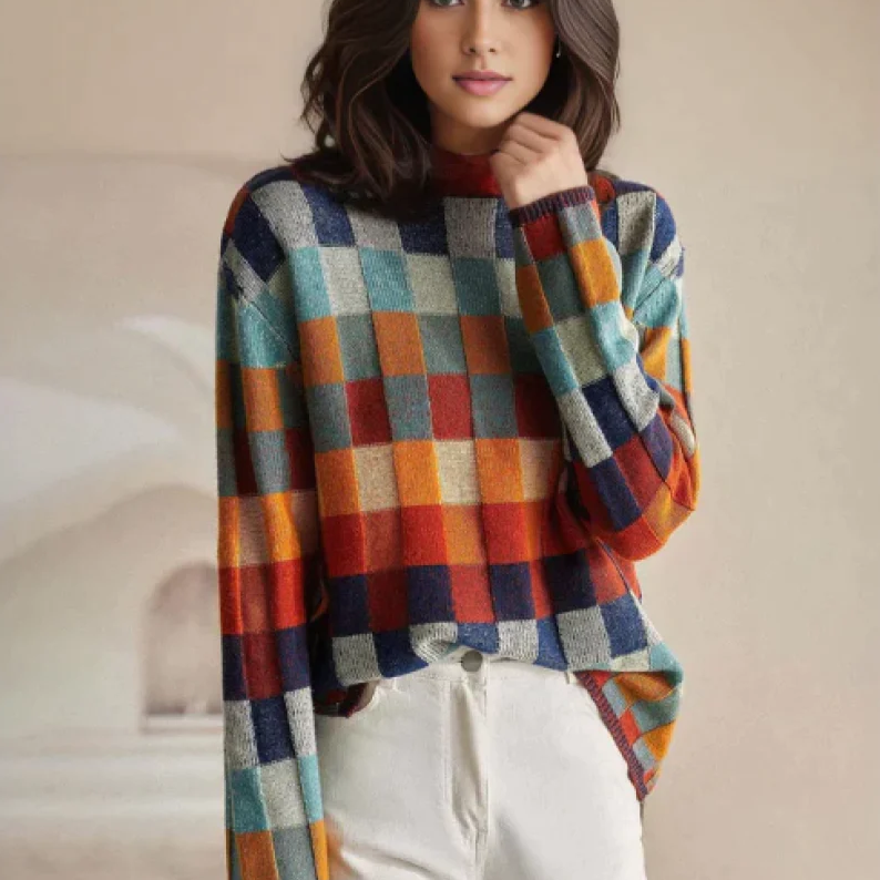 Reyanna™ | Casual Rainbow Plaid Sweater