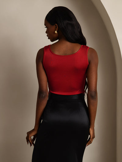 Reyanna™ | Sidenstickad Lounge Rund Halsringning Tank Top