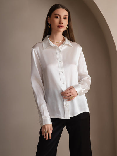 Dam 19 Momme Mulberry Silke Elegant Långärmad Skjorta