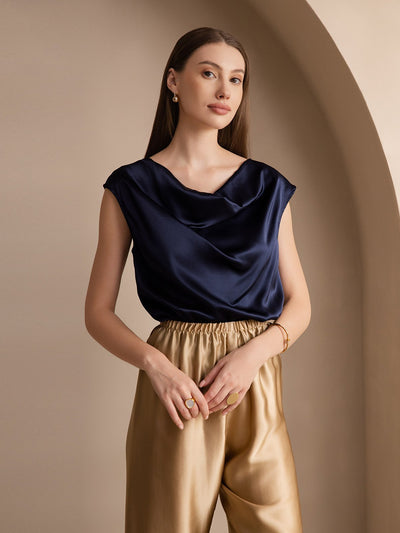 Reyanna™ | Silke Kappärmad Krage Tanktop/Blus