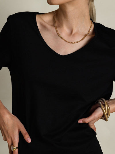 Reyanna™ | Silkeblandning V-ringning Dam T-shirt