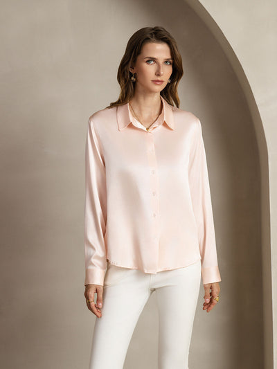Reyanna™ | Silkesklassisk Militärinspirerad Blus Med Krage