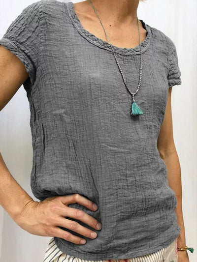 Reyanna™ | Vintag Reound Neck Cotton and Linen Casual Shirt