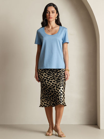 Reyanna™ | Silkeblandning U-ringning Dam T-shirt