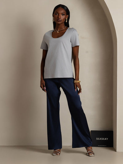 Reyanna™ | Silkeblandning U-ringning Dam T-shirt