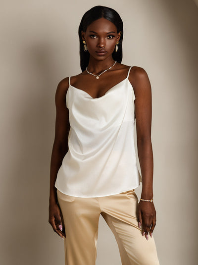Reyanna™ | Silke Tunna Axelband Draperad Halsringning CamisoleTop