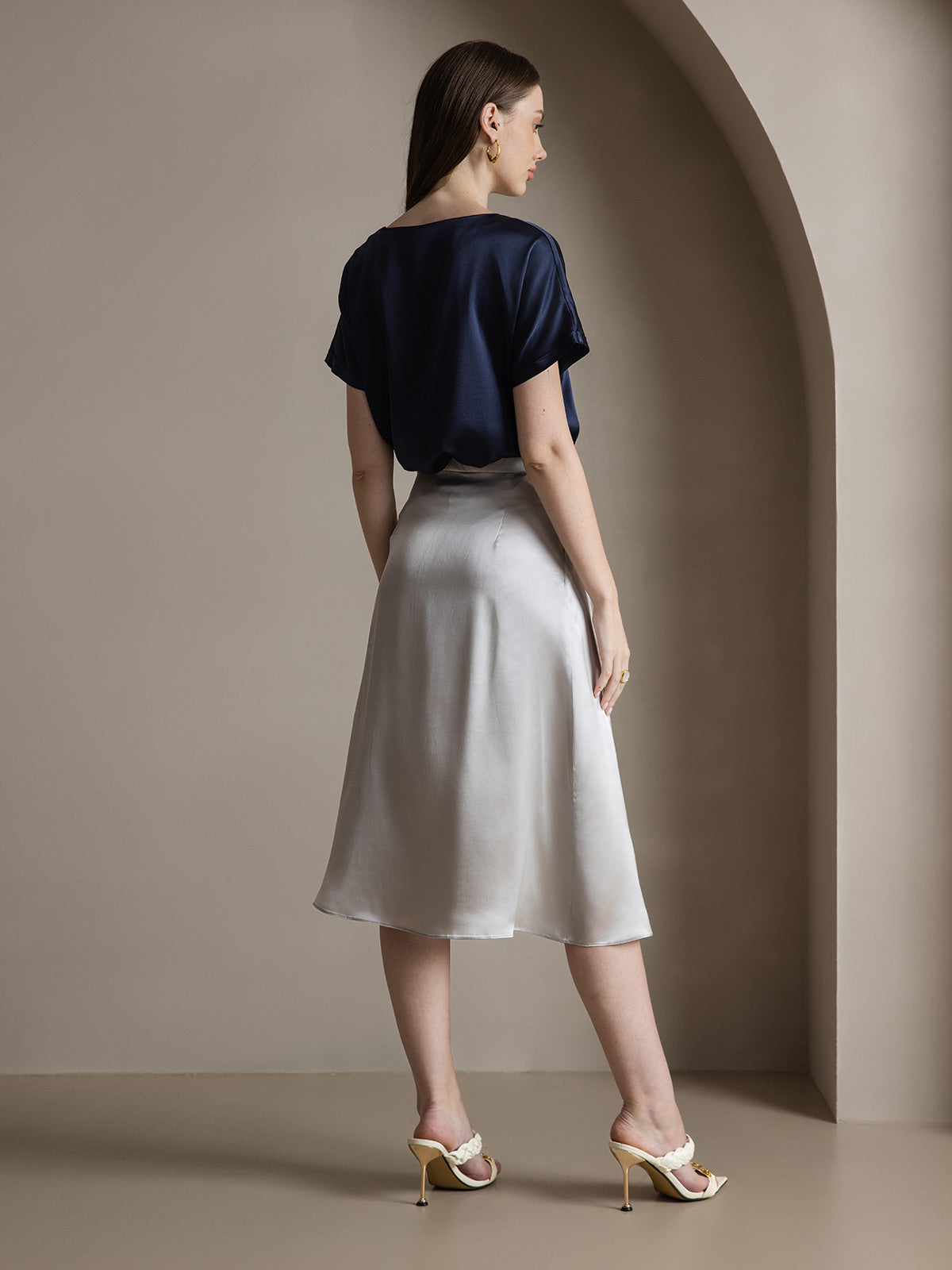 Reyanna™ | Siden Enfärgad Elegant Kjol Med Sprund