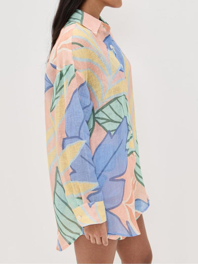 Reyanna™ | Playa Boyfriend Tropical Leaf Printed Short Set