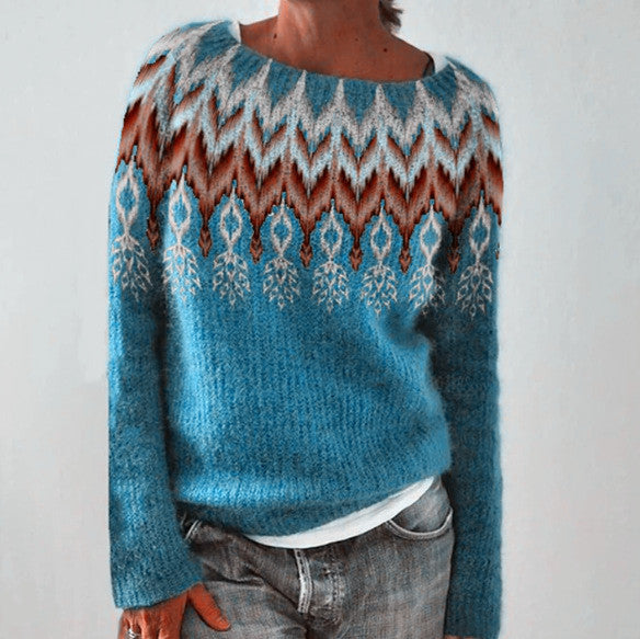 Reyanna™ | Casual Feather Printing Crew-neck Sweater