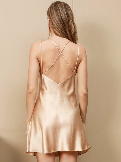 Reyanna™ | Rent Silke Criss Cross Back Sexig Slip Klänning