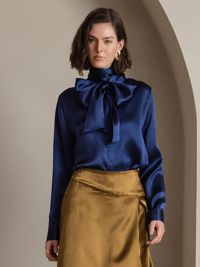 Reyanna™ | Dambasic Blus I 19 Momme Siden Med Knutkrage