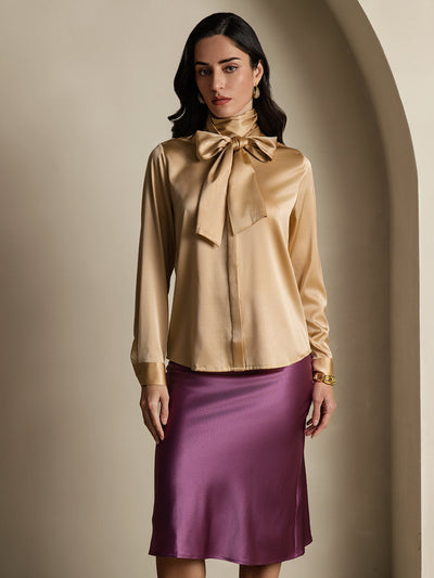 Reyanna™ | Dambasic Blus I 19 Momme Siden Med Knutkrage