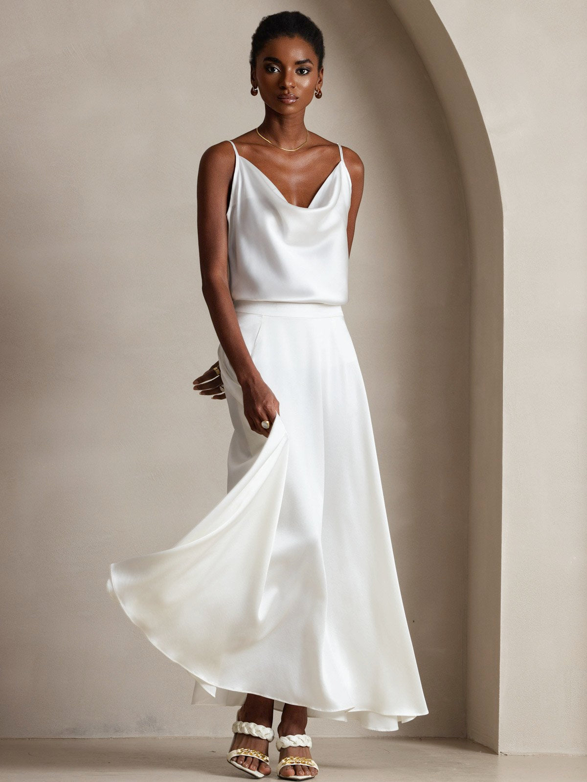 Reyanna™ | Silke Vattenfallsringning Spagettiband Camisole Topp