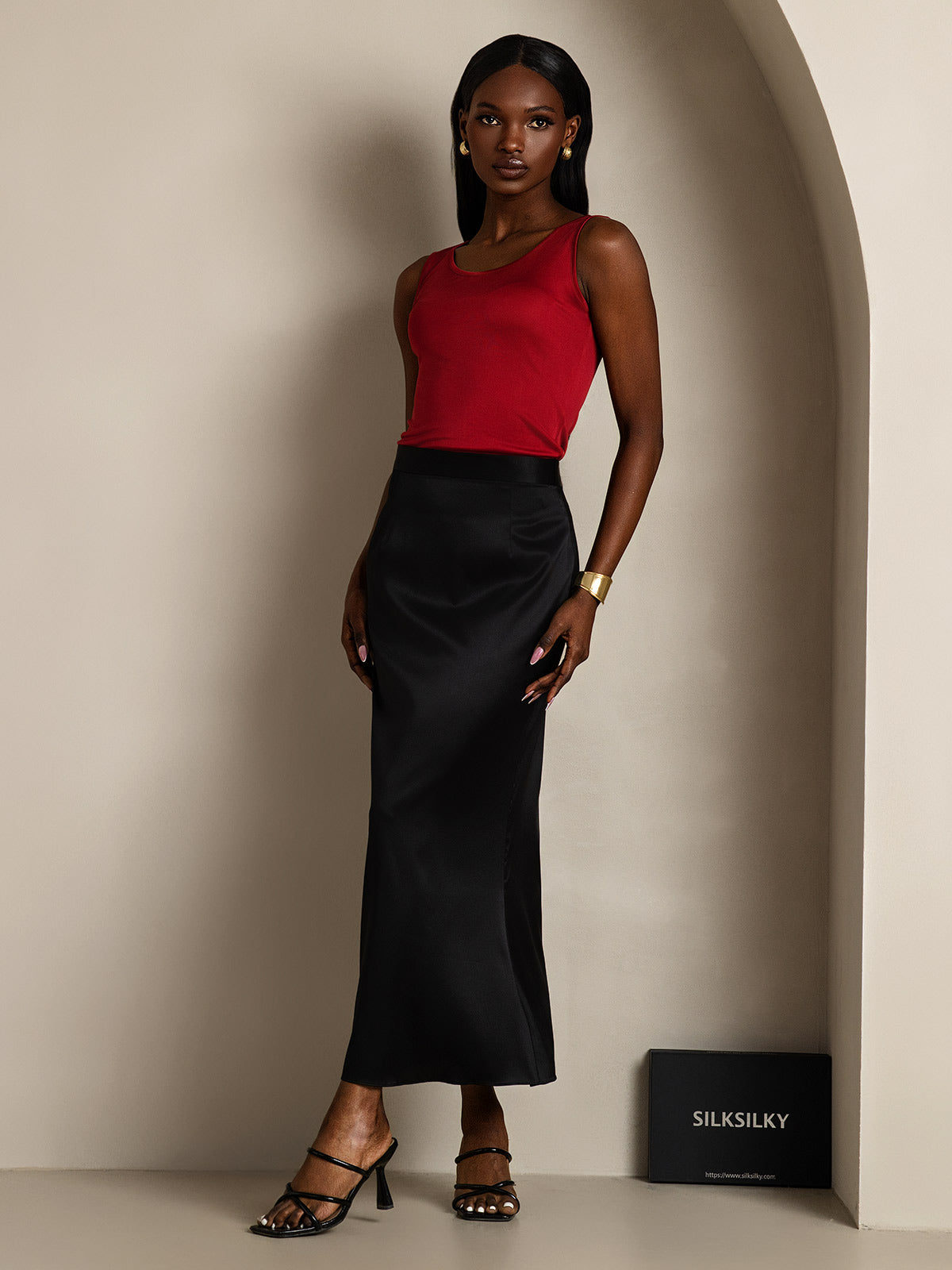 Reyanna™ | Sidenstickad Lounge Rund Halsringning Tank Top