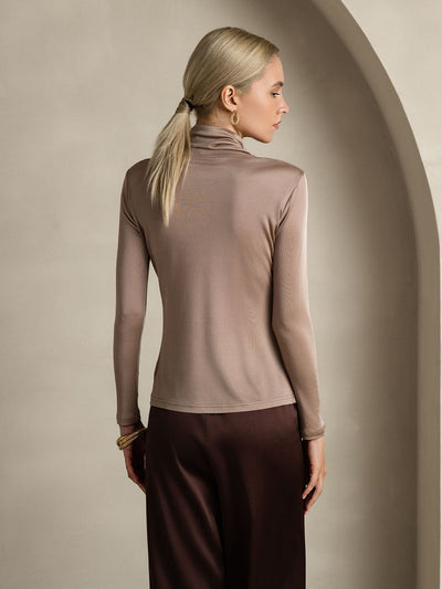 Reyanna™ | Silkeblandning Hög Hals Långärmad T-shirt
