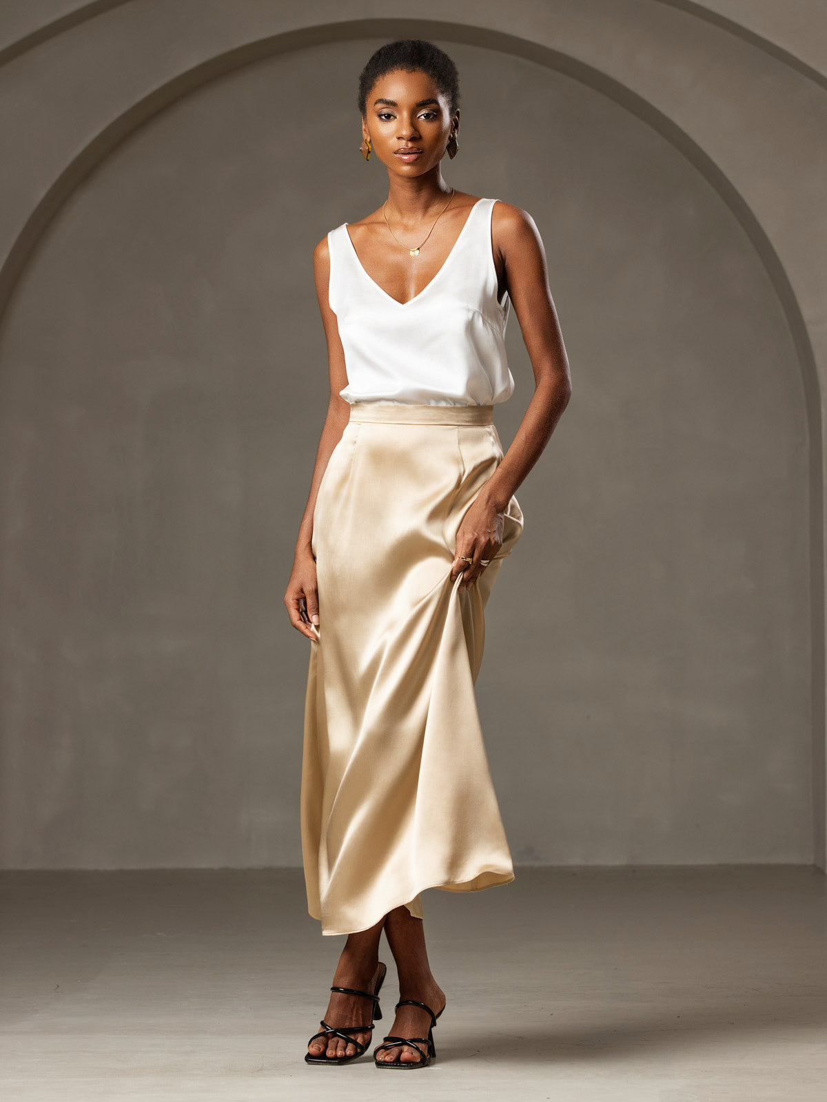 Reyanna™ | Silke V-ringning Tirantes Camiseta Top