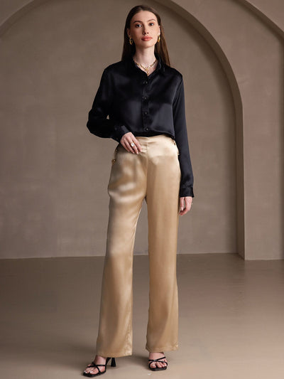 Dam 19 Momme Mulberry Silke Elegant Långärmad Skjorta