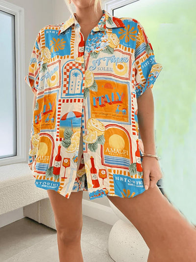 Reyanna™ | Loose Sun Lounger Printed Shirt Shorts Set