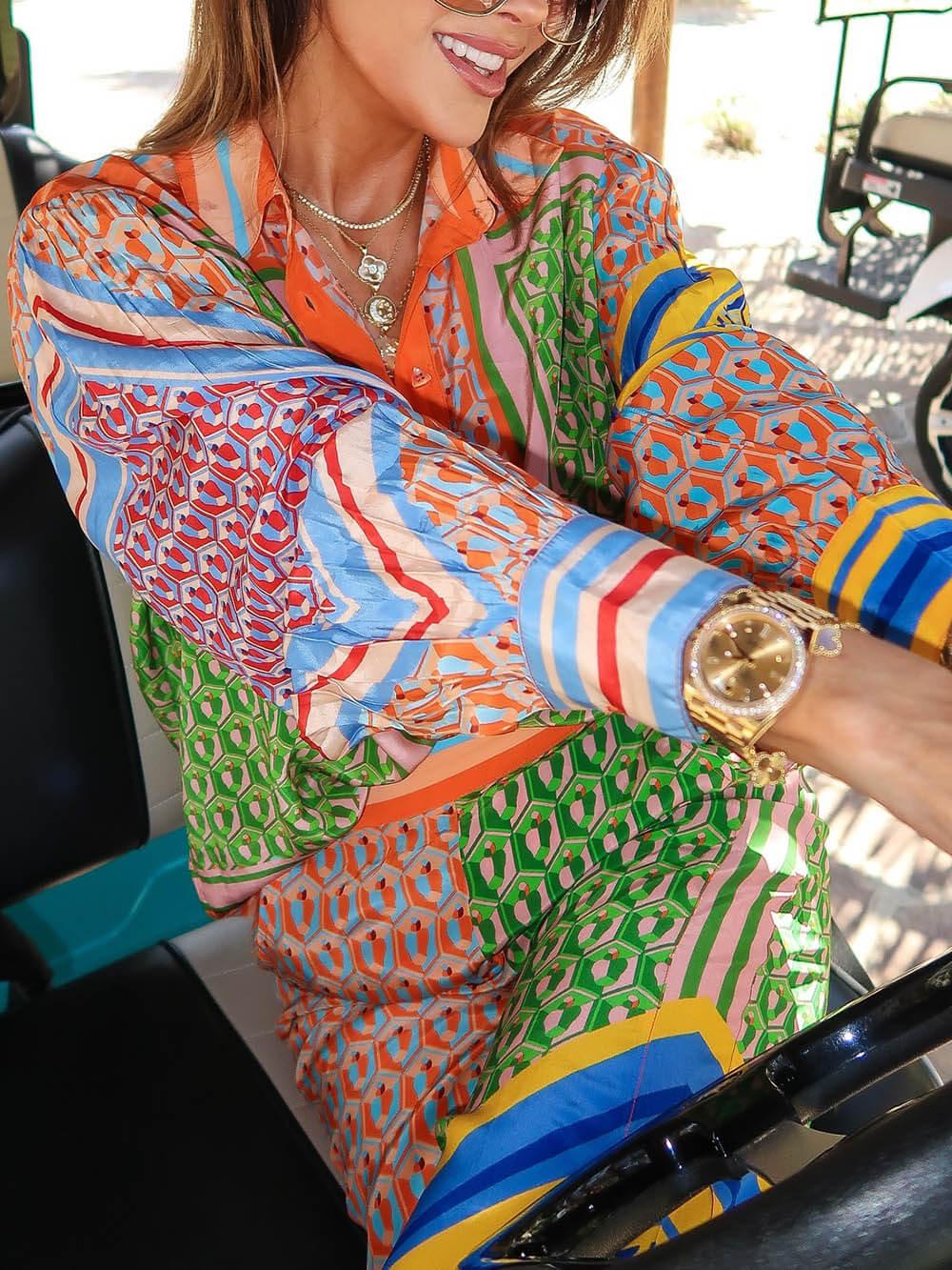 Reyanna™ | Colorful Unique Print Balloon Sleeve Button Loose Shirt