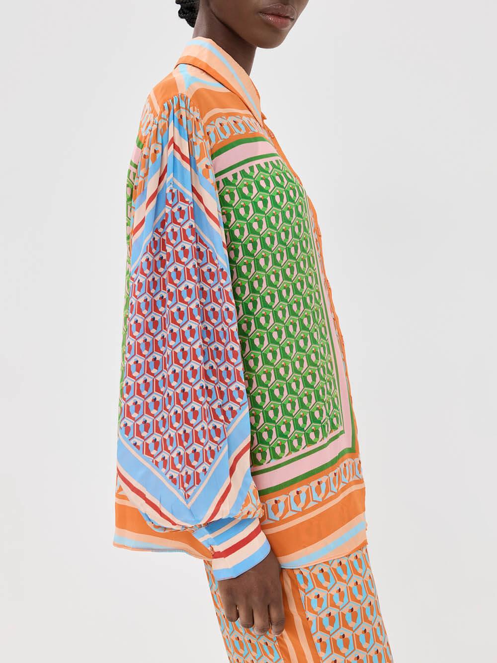 Reyanna™ | Colorful Unique Print Balloon Sleeve Button Loose Shirt