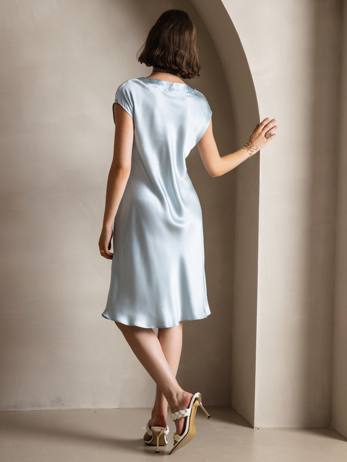 Reyanna™ | Ren Siden Elegant Cap Sleeve Klänning