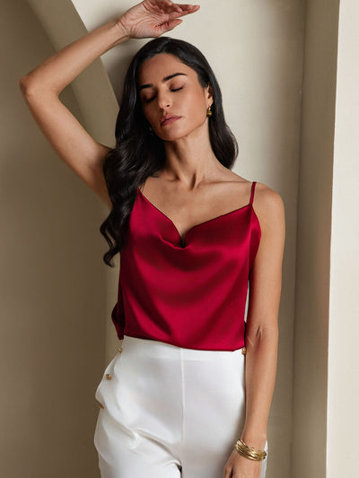 Reyanna™ | Silke Tunna Axelband Draperad Halsringning CamisoleTop