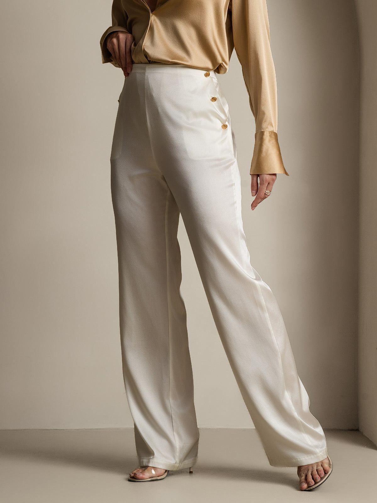 Reyanna™ | Silke Figursydda Knappfickor Kostymbyxor