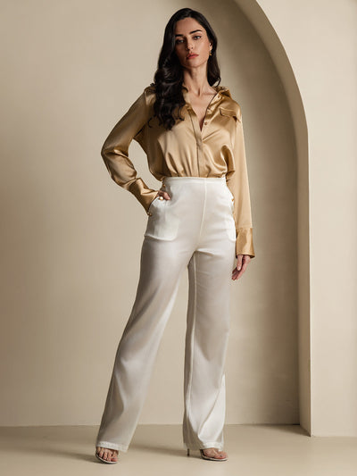 Reyanna™ | Silke Figursydda Knappfickor Kostymbyxor