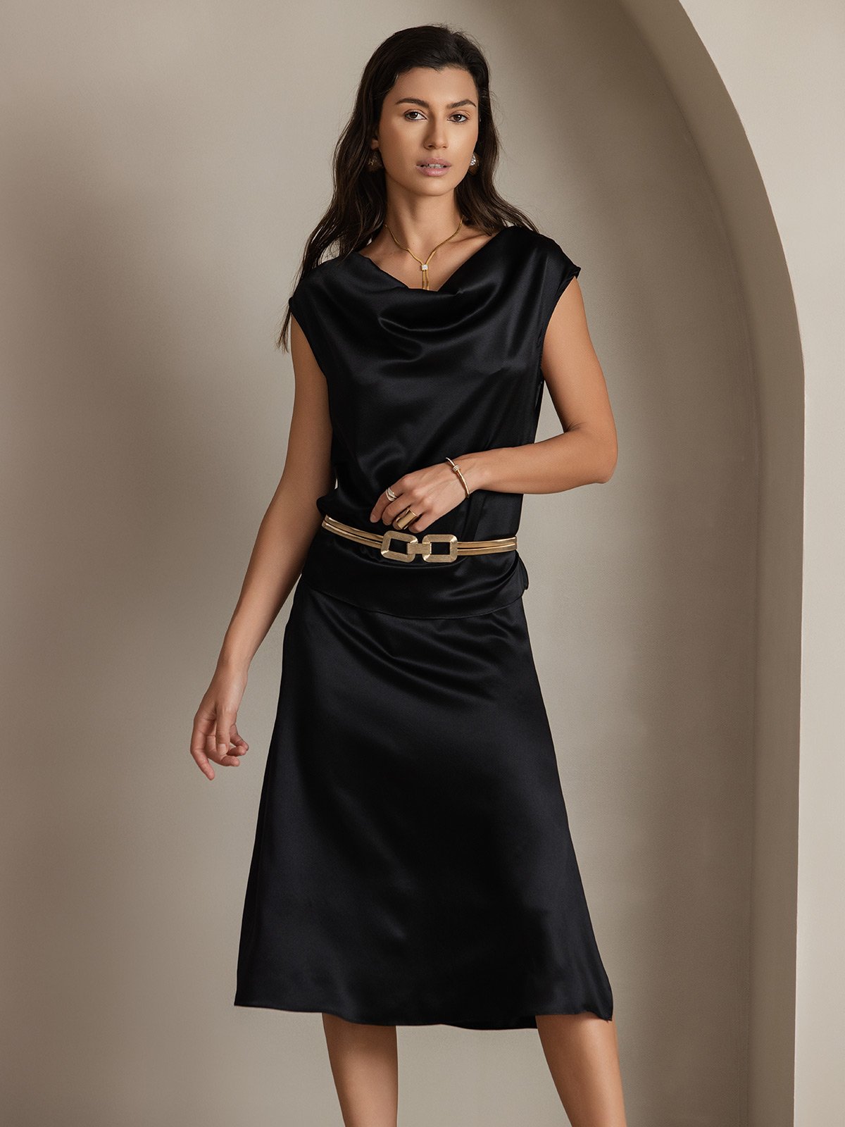 Reyanna™ | Silke Kappärmad Krage Tanktop/Blus
