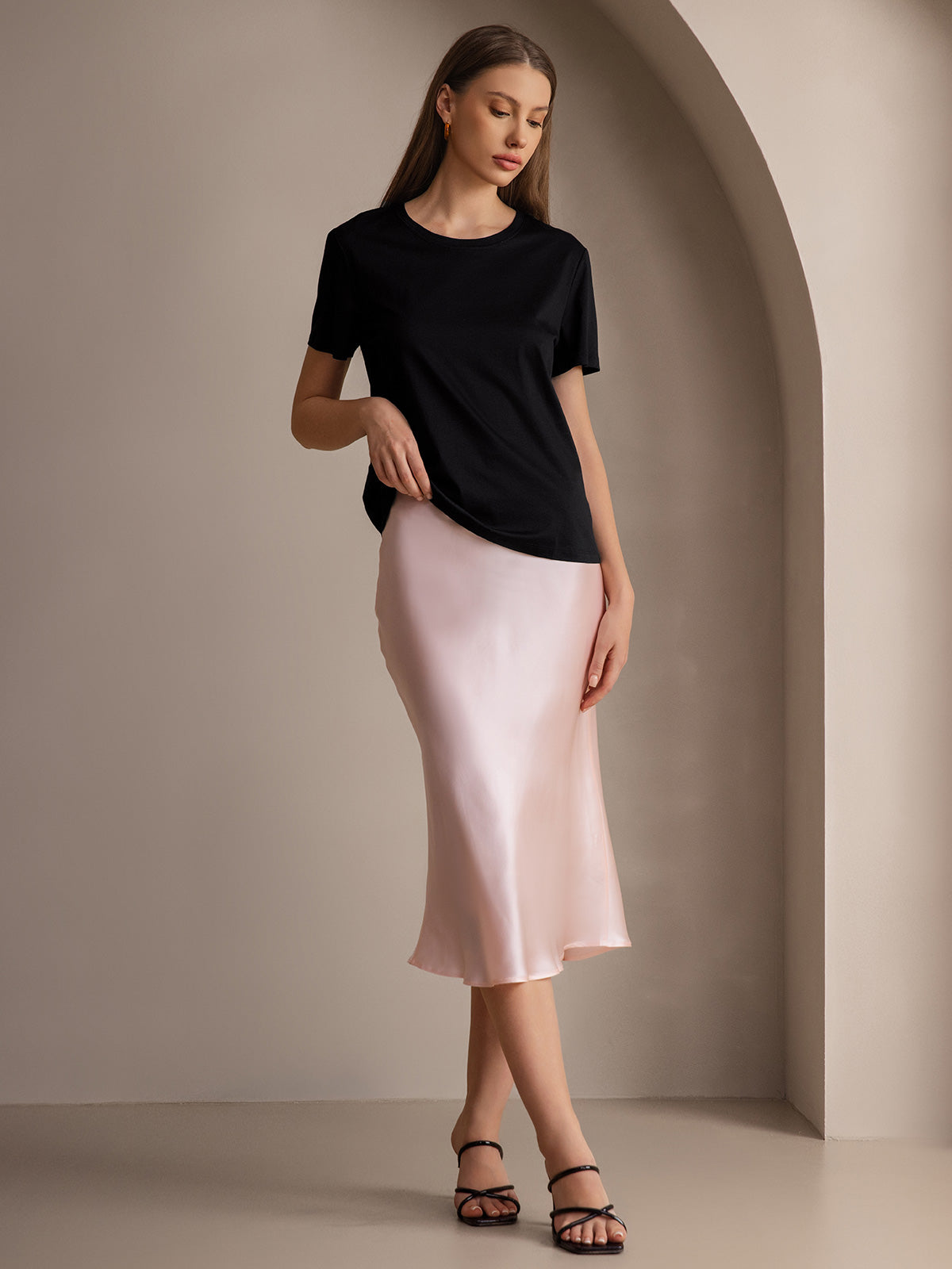 Reyanna™ | Silke Stickad Bas Rund Hals T-Shirt