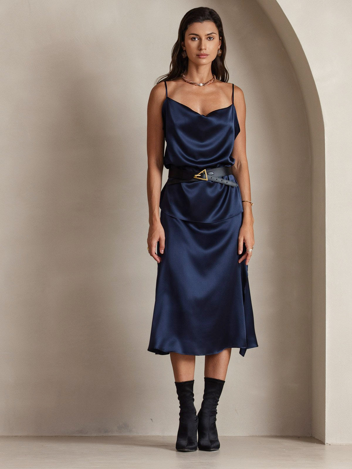 Reyanna™ | Silke Tunna Axelband Draperad Halsringning CamisoleTop