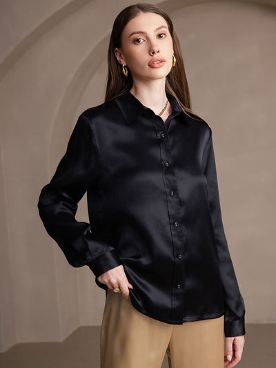 Dam 19 Momme Mulberry Silke Elegant Långärmad Skjorta