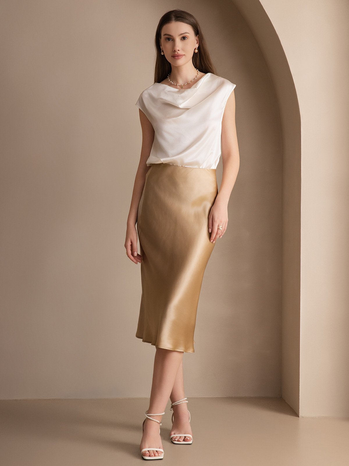 Reyanna™ | Silke Kappärmad Krage Tanktop/Blus