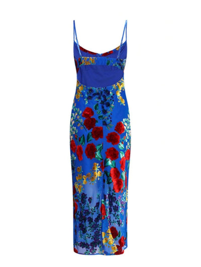 Reyanna™ | Blue Strap Floral Midi Dress