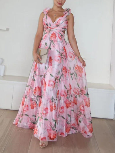 Reyanna™ | Backless printed maxi dress