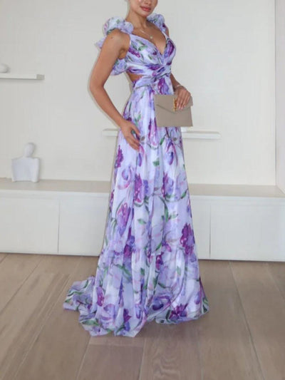 Reyanna™ | Backless printed maxi dress