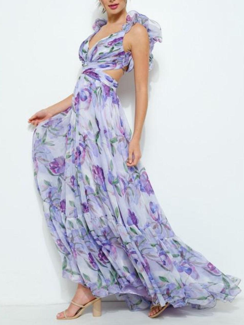 Reyanna™ | Backless printed maxi dress
