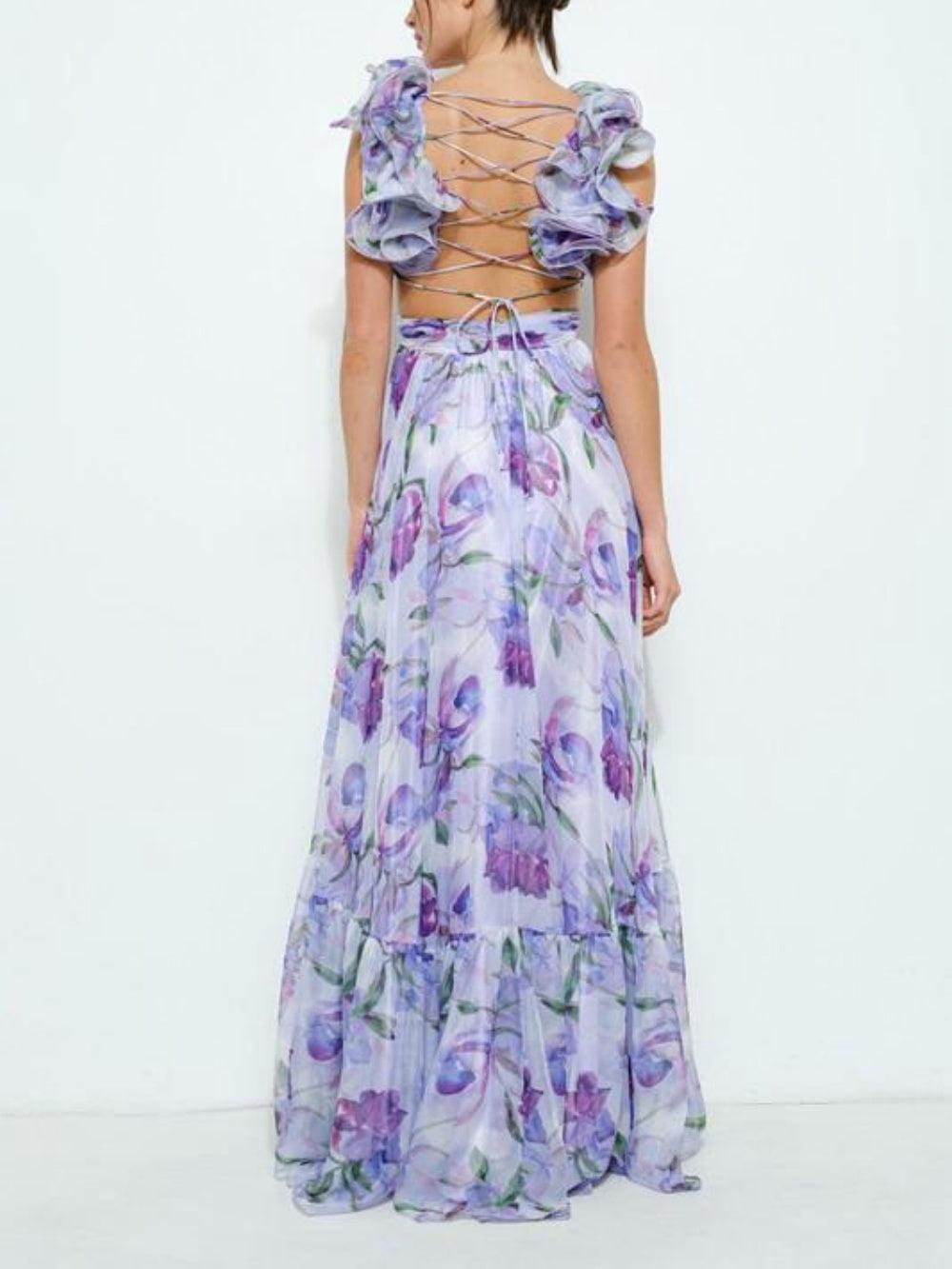Reyanna™ | Backless printed maxi dress