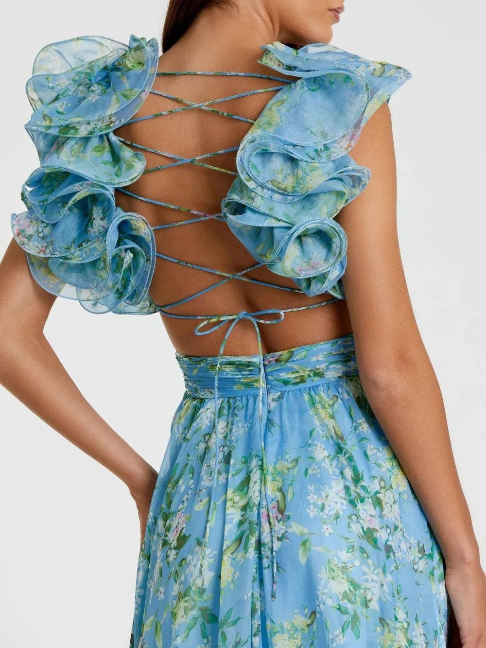 Reyanna™ | Backless printed maxi dress