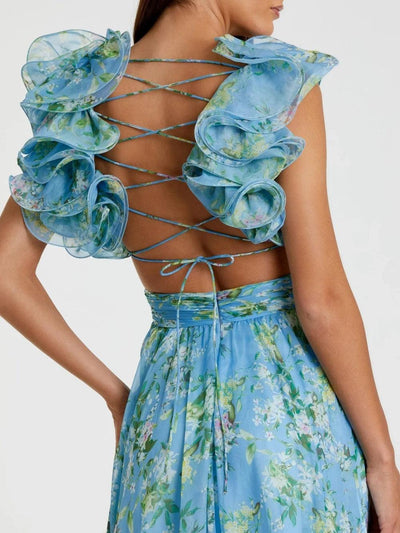 Reyanna™ | Backless printed maxi dress