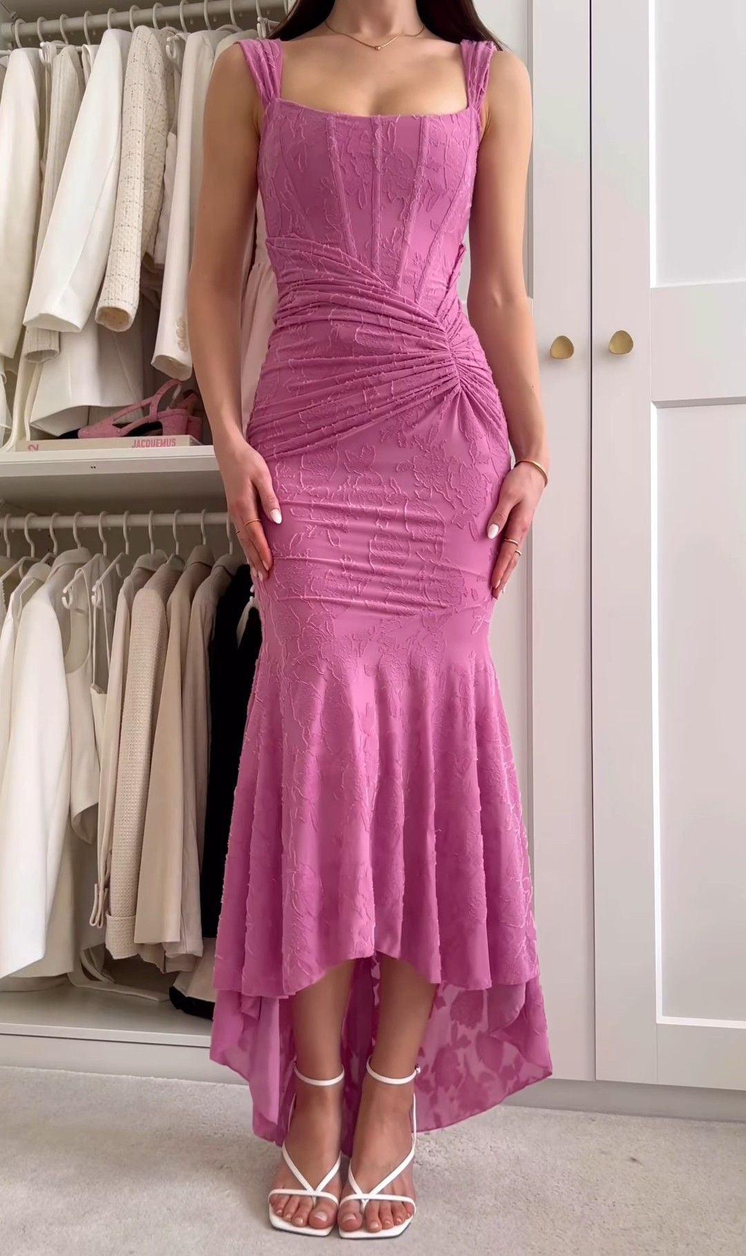 Reyanna™ | Dark Pink bell floral maxi dress