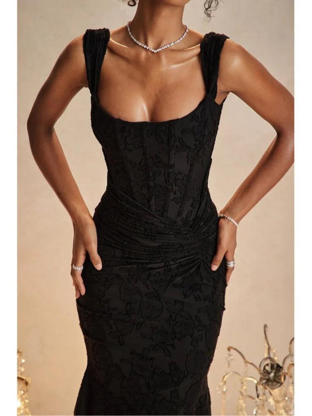 Reyanna™ | Black bell floral maxi dress