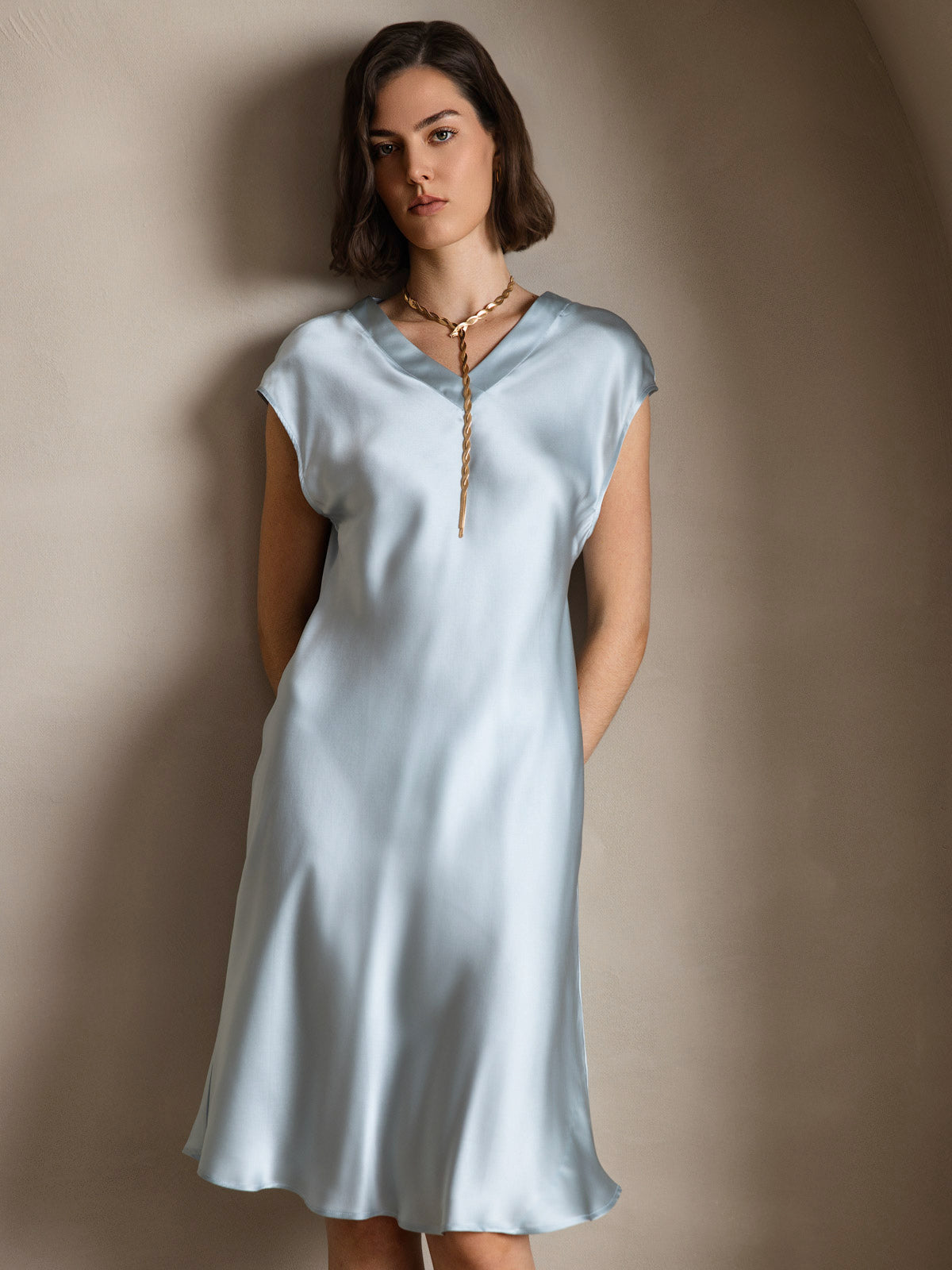 Reyanna™ | Ren Siden Elegant Cap Sleeve Klänning