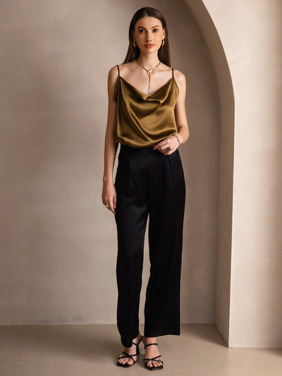 Reyanna™ | Silke Tunna Axelband Draperad Halsringning CamisoleTop