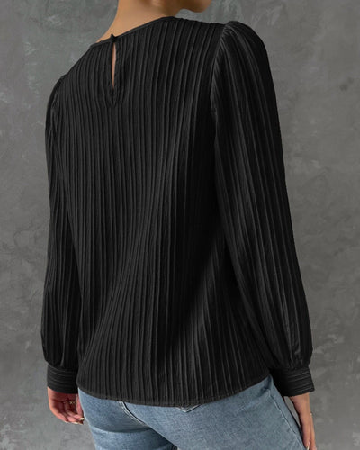 Lantern Sleeve Solid Blus
