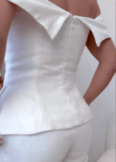 Reyanna™ | White Cotton and Linen Two-piece Suit