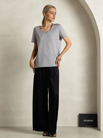Reyanna™ | Silkeblandning V-ringning Dam T-shirt