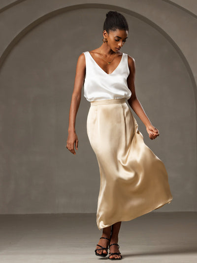 Reyanna™ | Silke V-ringning Tirantes Camiseta Top